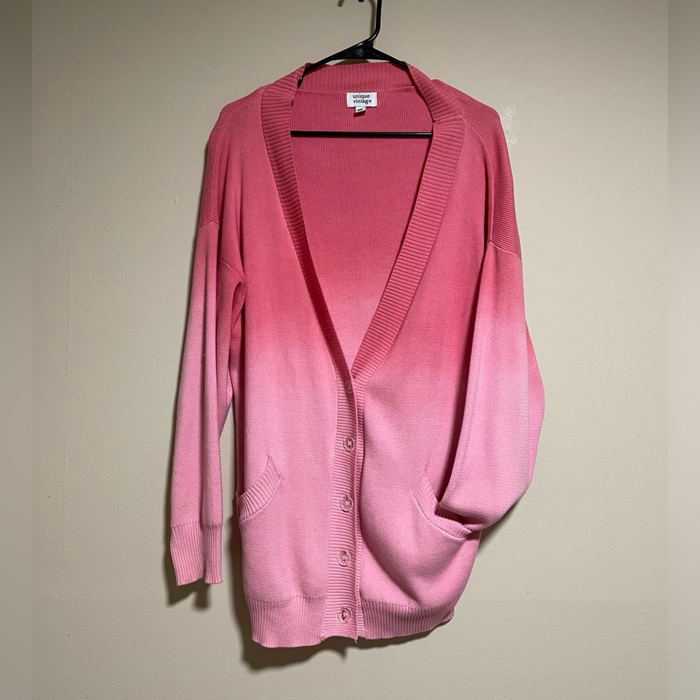 Pink ombré cardigan from Unique Vintage (oversized)